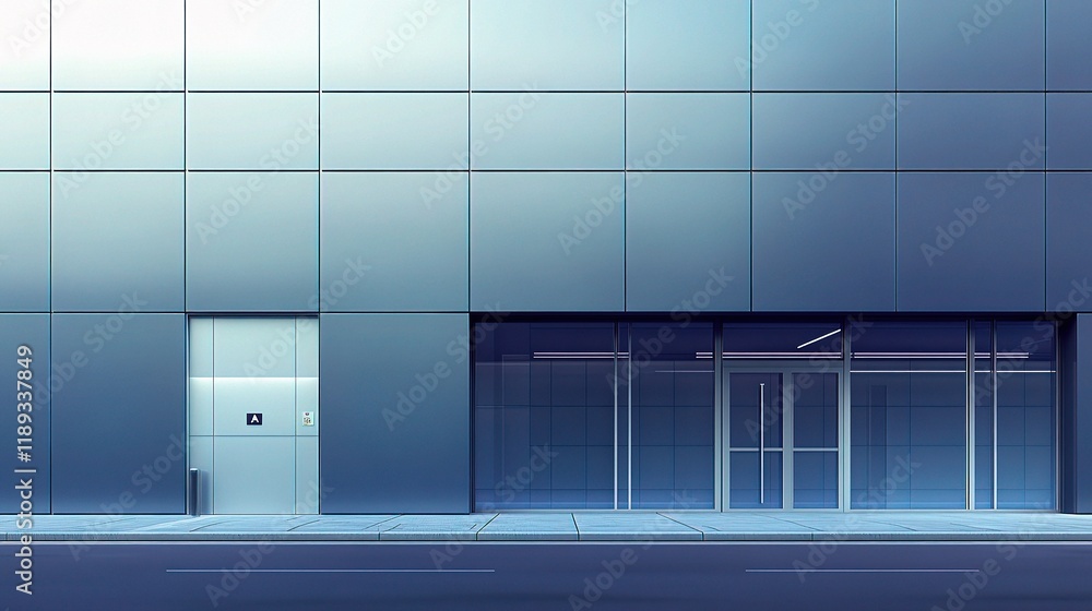 Poster modern office building facade with sleek architecture and lines