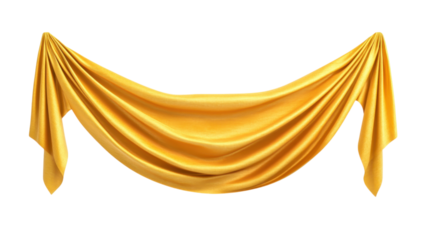 Golden Drapery Fabric Swags Elegant  Curtain Design,  Luxurious Textile Texture