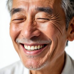Close-up of a Joyful Senior Man's Smile