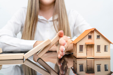 Midsection Of Businesswoman Holding Toy Block