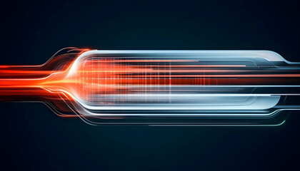 Futuristic energy flow through glass tube, dark background, abstract technology concept, ideal for tech presentations