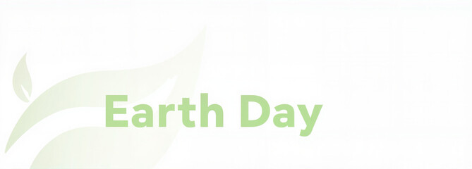Fototapeta premium Earth Day text with green leaf icon on white minimalist background