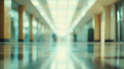 Abstract Blurred View of Shopping Mall Corridor with Defocused Lines