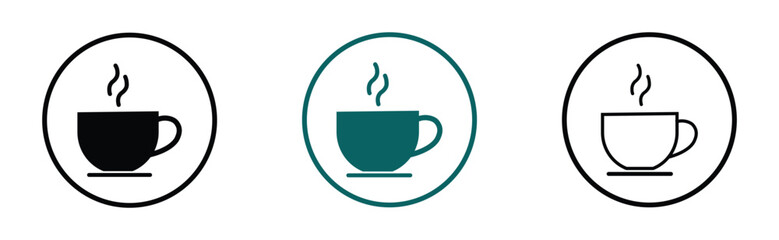 coffee or tea cup icon set. hot tea or coffee mug symbol set. tea or coffee cup icon for app, ui and website. vector illustration on transparent background