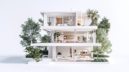 Modern Architectural Design Eco-Friendly House with Lush Greenery