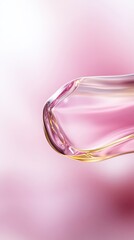 Closeup Soft Pink Glass Dripping Liquid. AI Generated