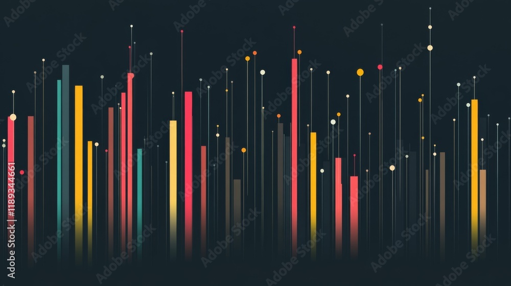 Poster a professional business bar graph displaying sales data, with colorful bars on a sleek dark backgrou