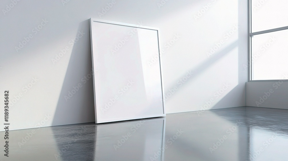 Poster modern corporate branding setup with blank frame in minimalist space