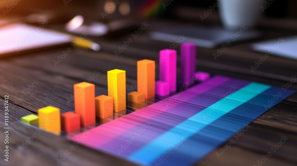 Leinwandbilder a top-down view of a d bar graph with gradient-colored bars, illustrating increasing data values, ag