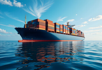 Obraz premium Container ship in ocean, transportation and global trade