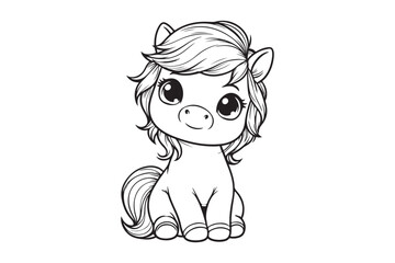 Cute baby horse outline 