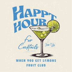 Cocktails retro poster vector, Party poster design. Drinks, Cocktails, .Set of vector illustrations. Typography. Vintage pencil sketch. Engraving style. Labels, cover, t-shirt print, painting