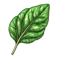 Vibrant Green Leaf Illustration Detailed Botanical Drawing of a Single Leaf with Intricate Veins and Textures