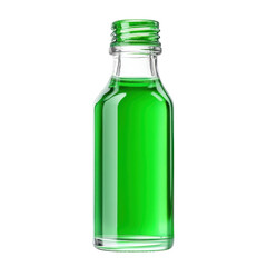 A Small Glass Bottle Filled with Vibrant Green Liquid, Clear Glass, Cylindrical Shape, Studio Shot