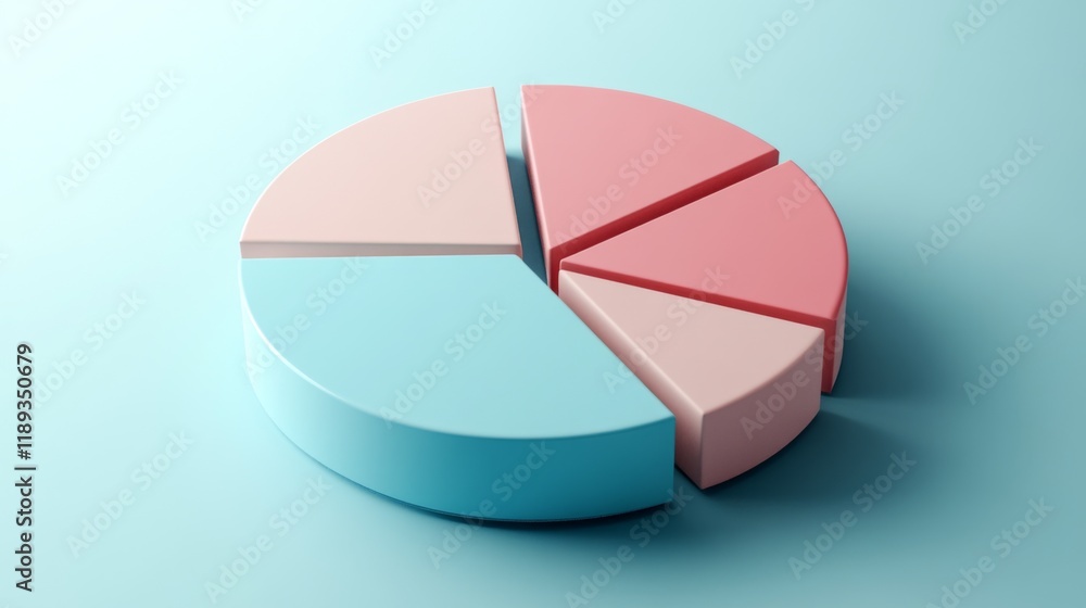 Leinwandbilder a visually appealing d pie chart with a transparent background, featuring segments in pastel colors,
