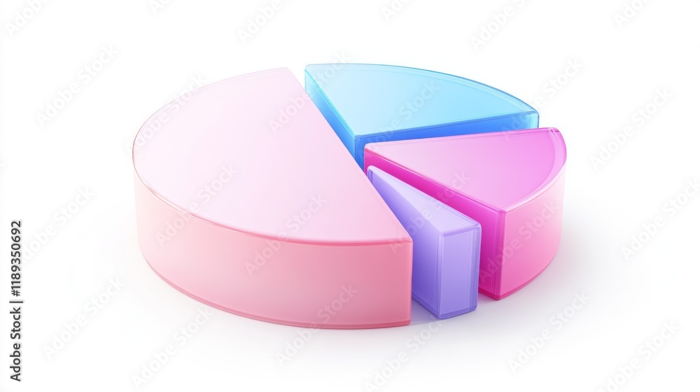 Leinwandbilder A visually appealing D pie chart with a transparent background, featuring segments in pastel colors, representing different categories in a stylish data presentation.