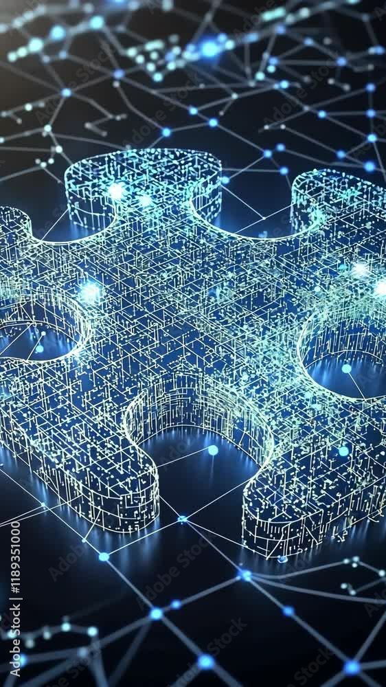 Aufkleber complex digital puzzle piece representing data integration in technology and connectivity networks