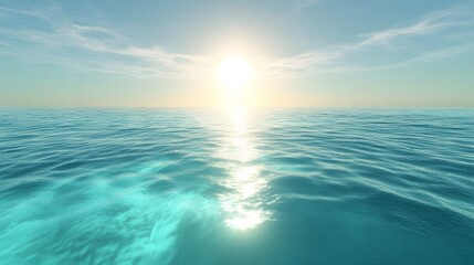Obraz premium Serene Ocean Scene with Bright Sunlight Over Calm Waters