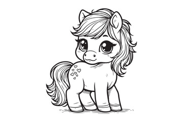 Cute baby horse outline 