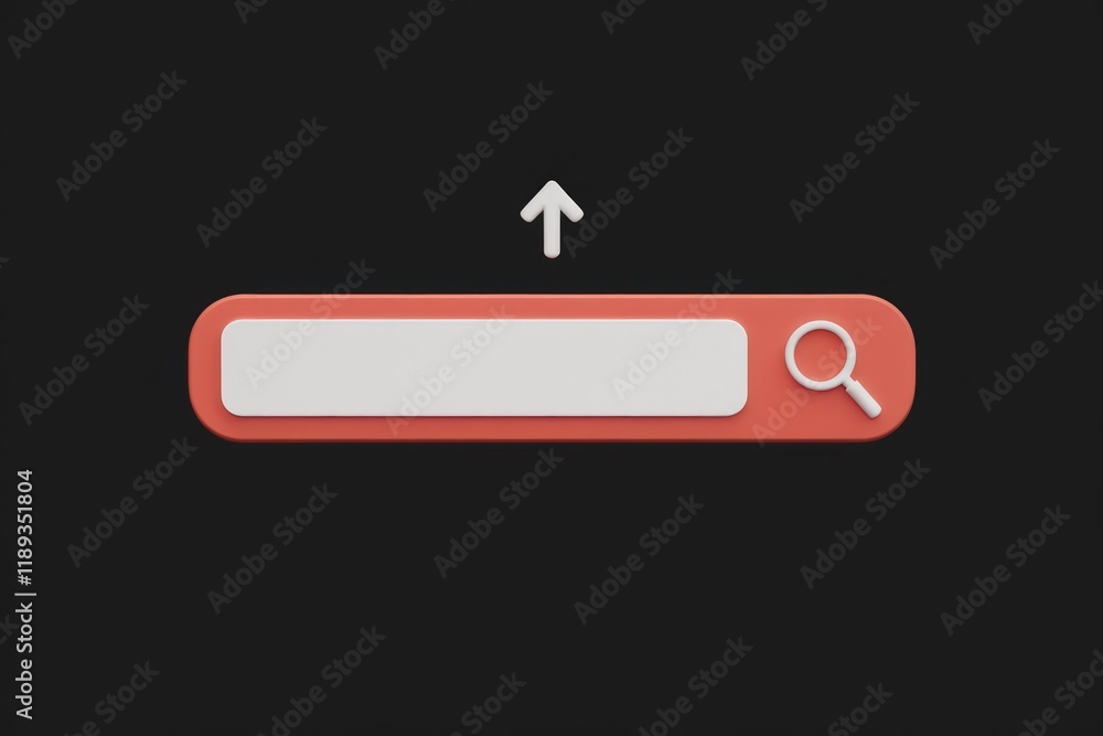 Aufkleber 3D render of a minimalist search bar with an upward arrow and magnifying glass.