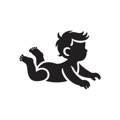 Black Color Toddler silhouette design Vector Illustration, Solid White Background 10.eps