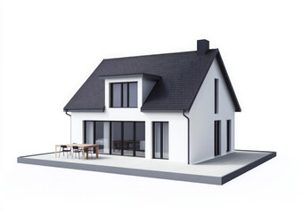 House 3d modern style rendering on white background. 
