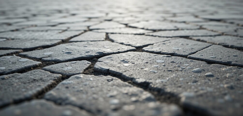 Obraz premium Cracked Asphalt Texture with Water Drops 