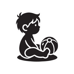 Black Color Toddler silhouette design Vector Illustration, Solid White Background 14.eps