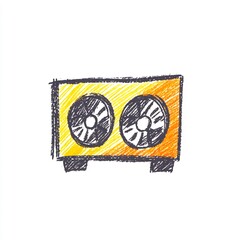 Obraz premium Hand-Drawn Sketch of a Vibrant Yellow Amplifier on White Background. AI Generated