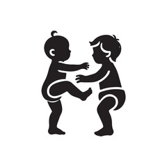 Black Color Toddler silhouette design Vector Illustration, Solid White Background 16.eps