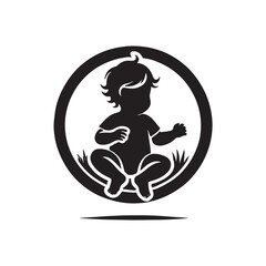 Black Color Toddler silhouette design Vector Illustration, Solid White Background 19.eps