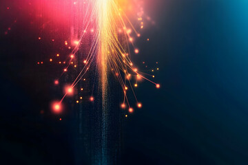 Glowing fiber optic strands converge, abstract technology background, ideal for data, network, or innovation concepts