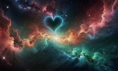 Colorful Space Galaxy Cloud Nebula. Valentine's Day