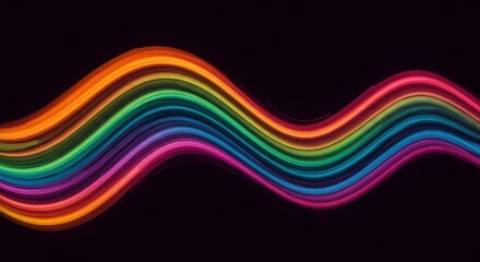 Rainbow Wave Abstract: Vibrant, multicolored waves flow seamlessly across a dark background, creating a dynamic and energetic abstract composition.  The colors are rich and saturated.
