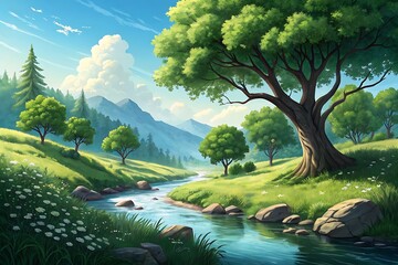 Digital natural art illustration design