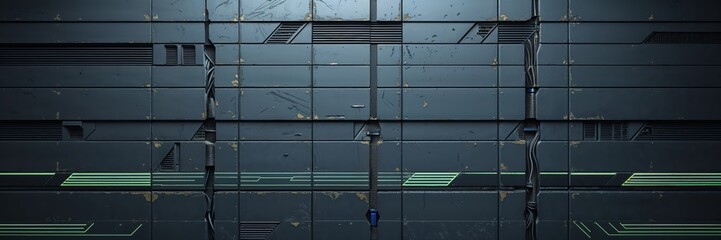 Industrial Scifi Panels With Details Textures and Green Accent Lines Dark and Gritty