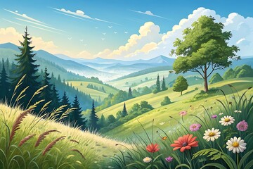 Digital natural art illustration design