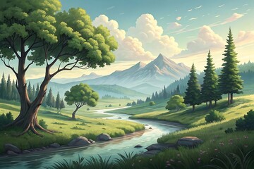 Digital natural art illustration design