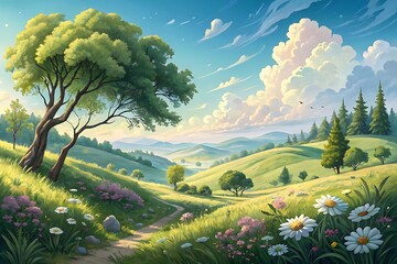 Digital natural art illustration design