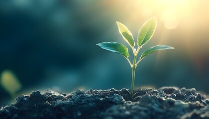 Young Plant Growing In Sunlight, Generative Ai