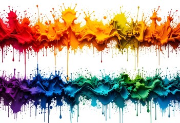 Fototapeta premium Abstract Rainbow Paint Splatter on White Background