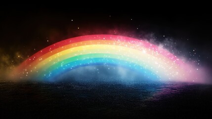 Magical Glowing Rainbow at Night: A Fantasy Landscape
