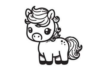 Cute baby horse outline 