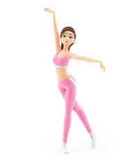 3d sporty woman ballet dance pose