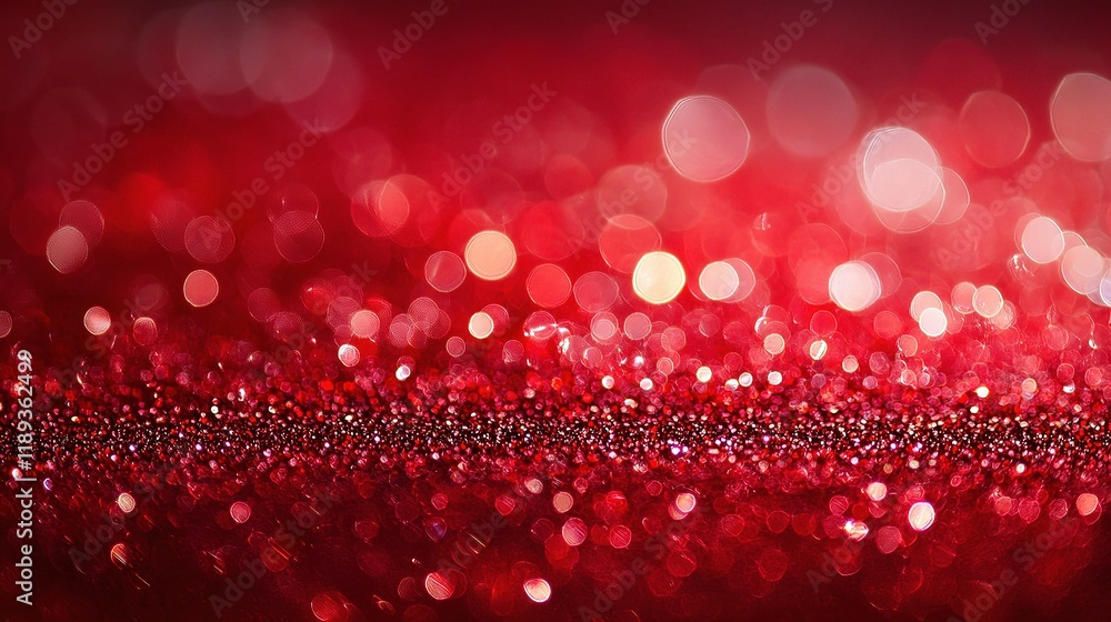 Poster abstract red hearts on vibrant red background with subtle lines