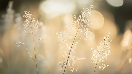 Naklejka premium Golden Hour Grass Backlit In Soft Light