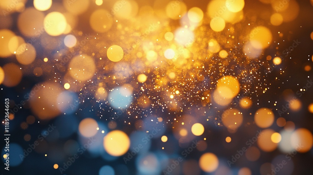 Poster abstract blurred light bokeh in open space with golden hues