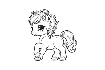 Cute baby horse outline 