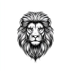 Majestic lion head portrait, monochrome, isolated, white background, logo design