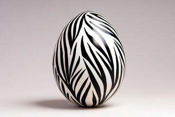 Hidden Zebra Easter Egg Design - Elegant black and white zebra striped Easter egg, symbolizing style, nature, spring, celebration, and uniqueness.